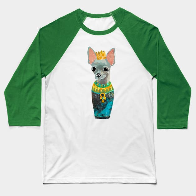 Grey Chihuahua Egyptian Canopic Jar Baseball T-Shirt by Gina's Pet Store